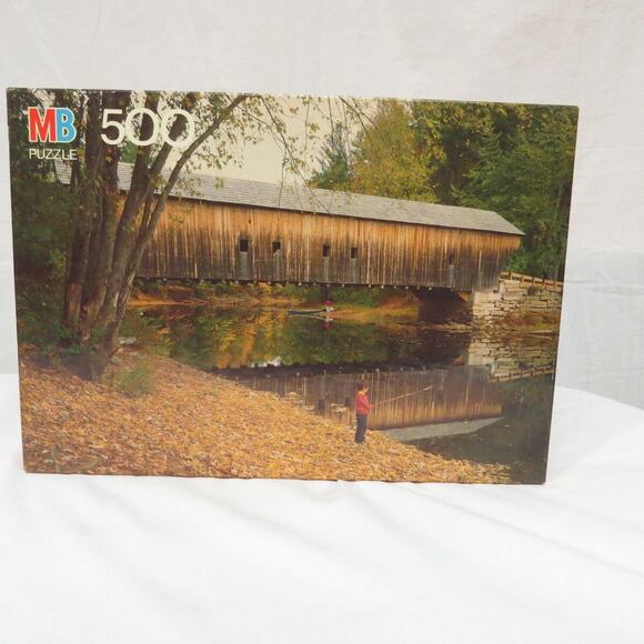 New Milton Bradley Croxley Puzzles Fully Interlocking 500‎ Pcs Hemlock Bridge ME - Picture 1 of 4